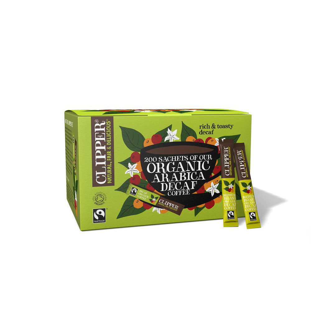 fairtrade organic medium roast decaf arabica coffee 200 sachets