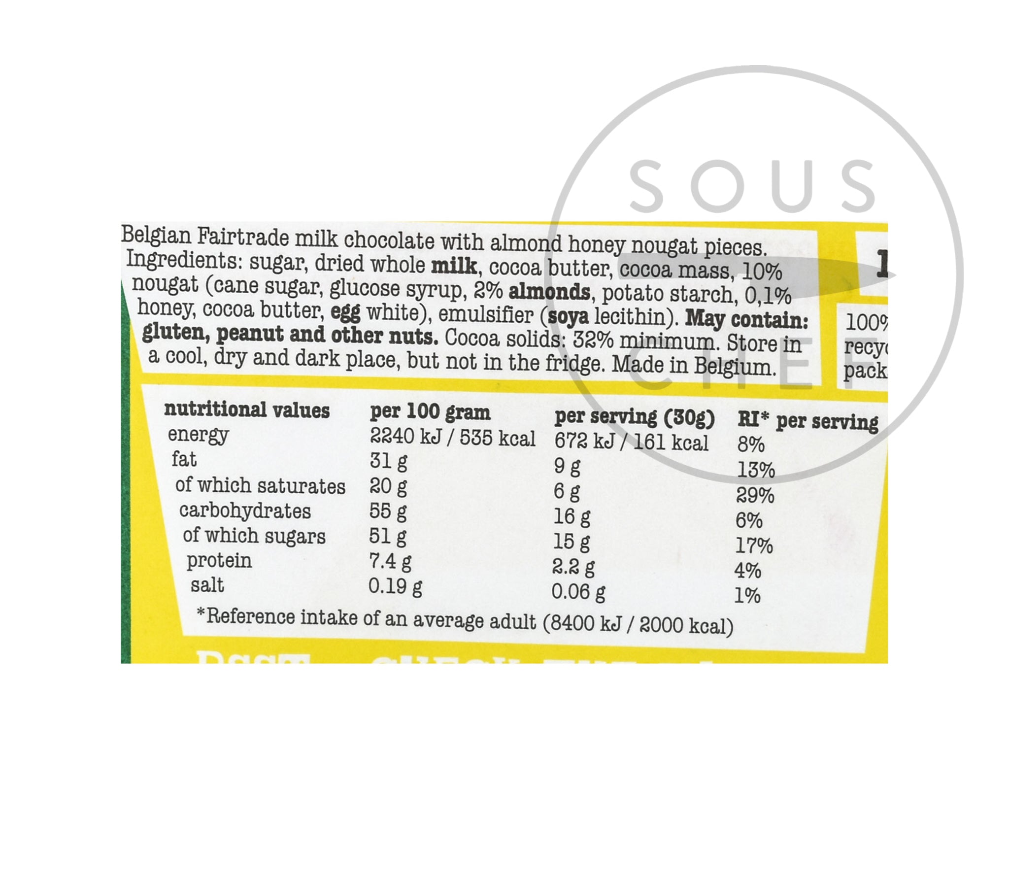 Tony's Chocolonely Milk Chocolate with Almond, Honey & Nougat, 180g