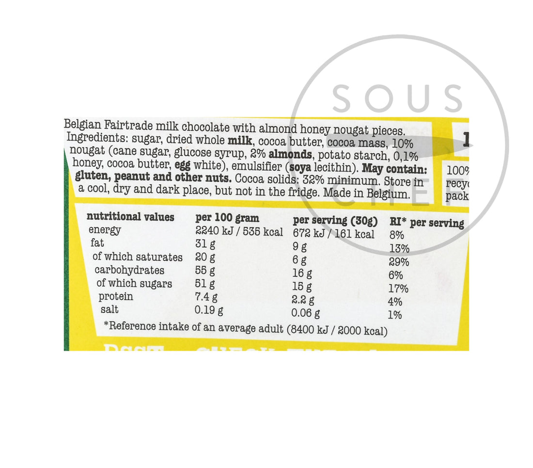 Tony's Chocolonely Milk Chocolate with Almond, Honey & Nougat, 180g