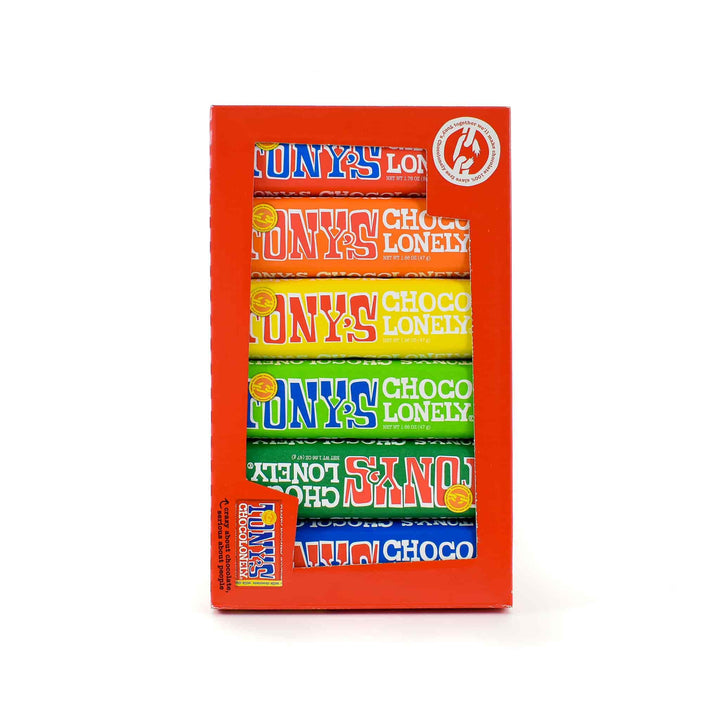 Tony's Chocolonely Chocolate Rainbow Tasting Pack, (6 x 47/50g)