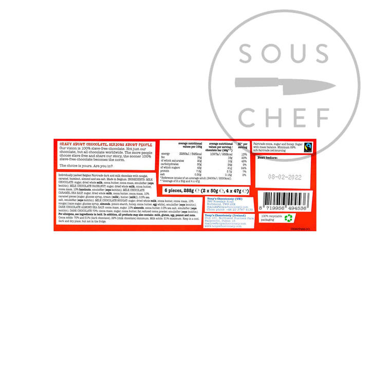 Tony's Chocolonely Chocolate Rainbow Tasting Pack, (6 x 47/50g)