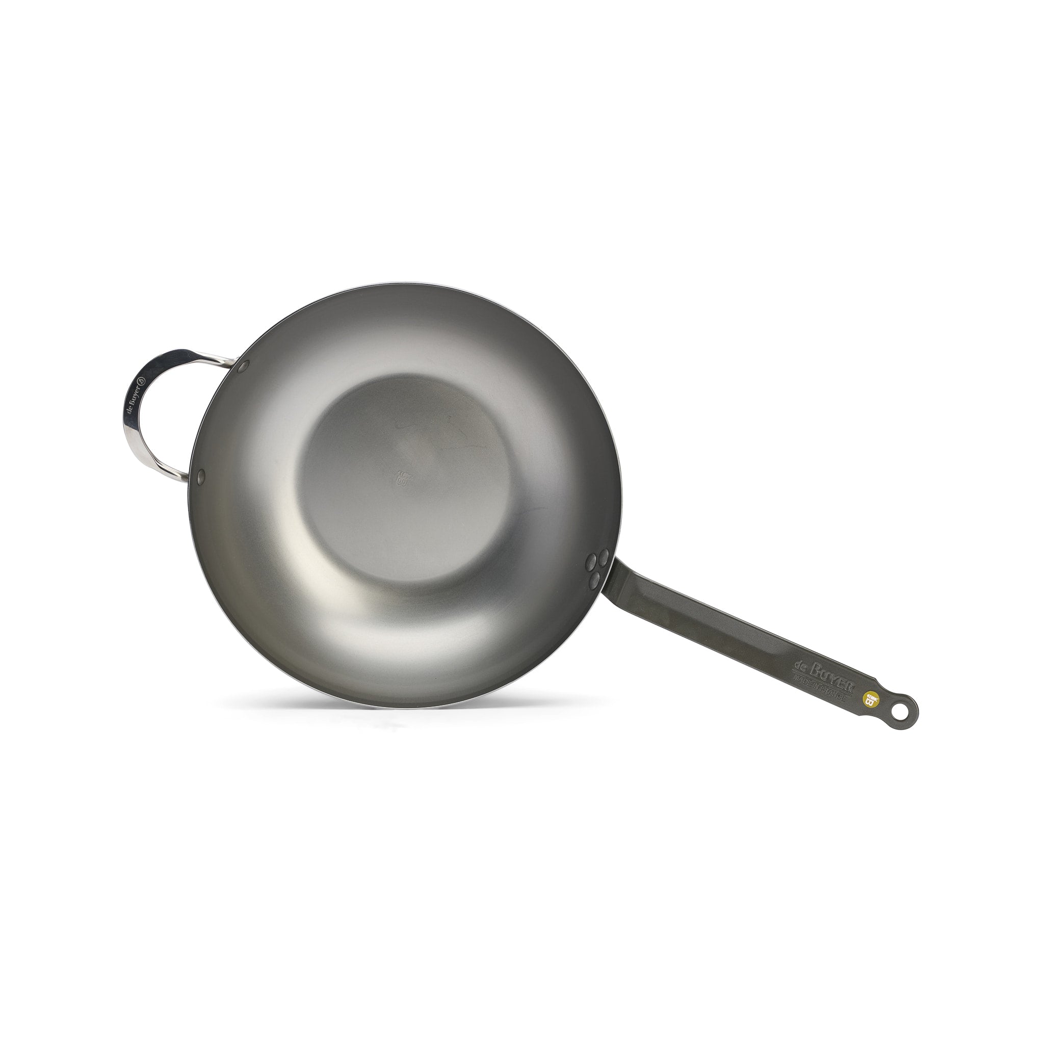 De Buyer Mineral B Flat Base Wok, 32cm