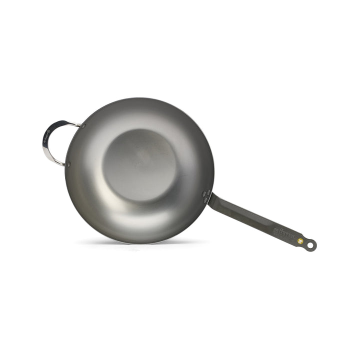De Buyer Mineral B Flat Base Wok, 32cm