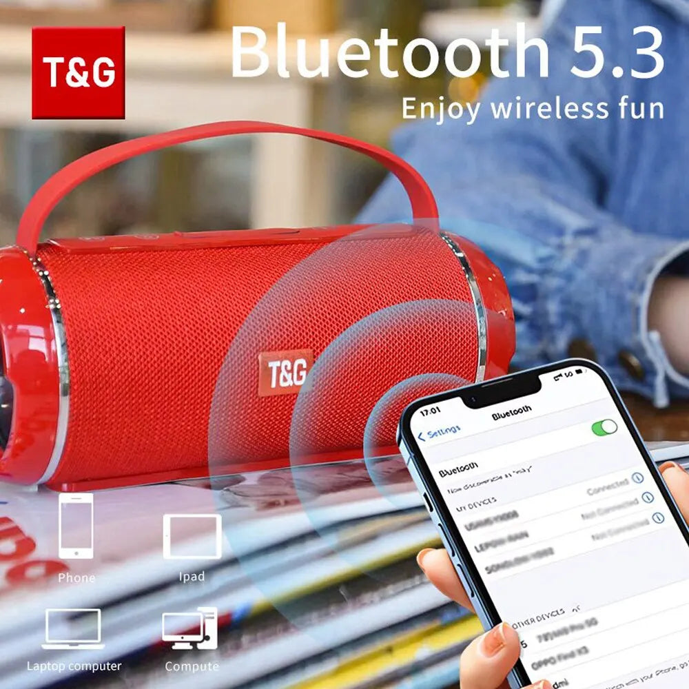 TG116c Bluetooth Speaker - TWS Wireless Outdoor Portable Waterproof Subwoofer with 3D Stereo Sound - Ideal for HandsFree Call and Powerful Audio Experience