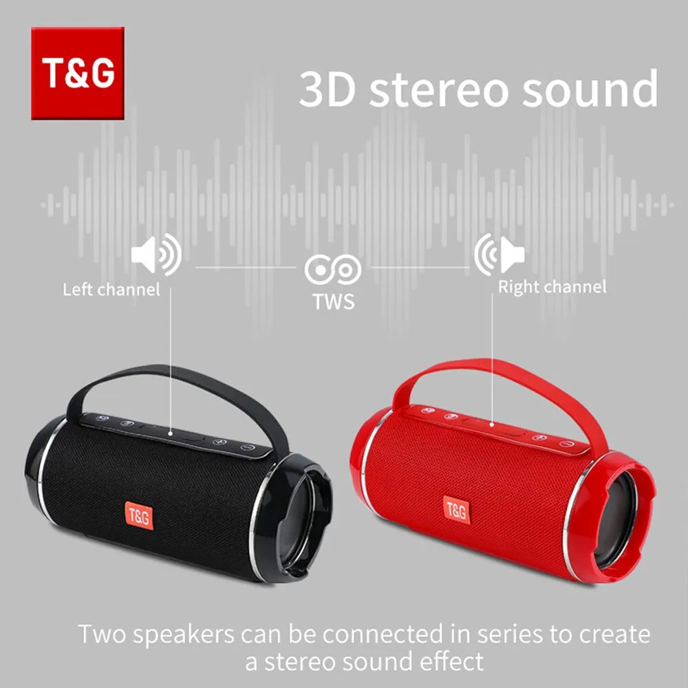 TG116c Bluetooth Speaker - TWS Wireless Outdoor Portable Waterproof Subwoofer with 3D Stereo Sound - Ideal for HandsFree Call and Powerful Audio Experience
