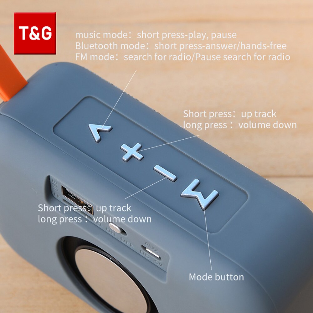Mini T&G Wireless Bluetooth 5.0 Speaker - Indoor/Outdoor Hi-Fi Waterproof Loudspeaker with TF Card & FM Radio Support