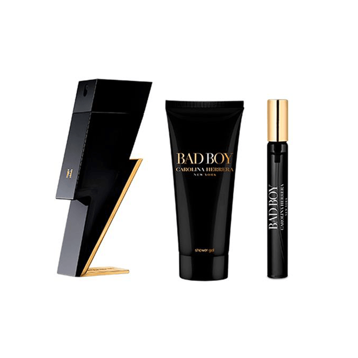 Carolina Herrera Bad Boy Eau de Toilette Men's Aftershave Gift Set Spray (100ml) with Shower Gel & 10ml EDT