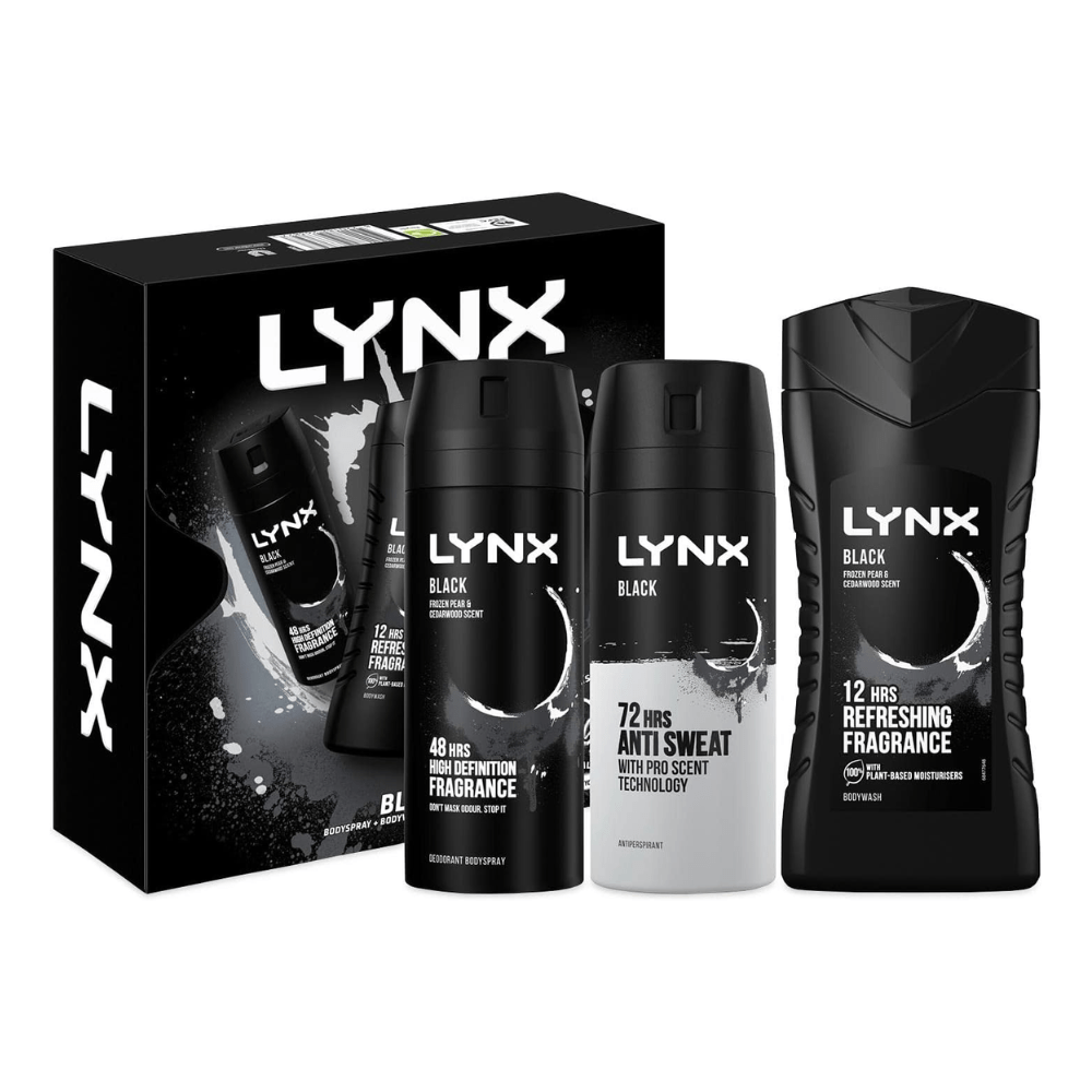 Lynx Black Trio Gift Set (225ml Body Wash + 150ml Body Spray + 150ml Anti Perspirant)
