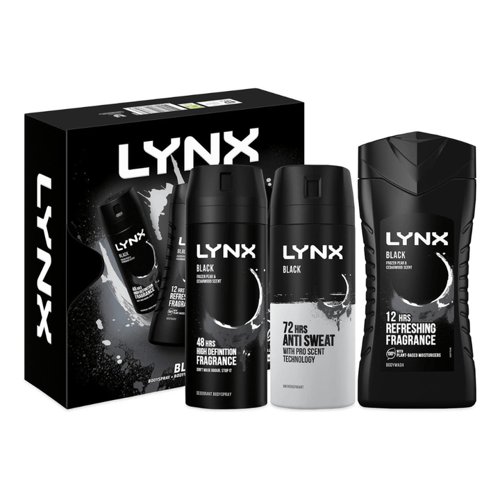 Lynx Black Trio Gift Set (225ml Body Wash + 150ml Body Spray + 150ml Anti Perspirant)