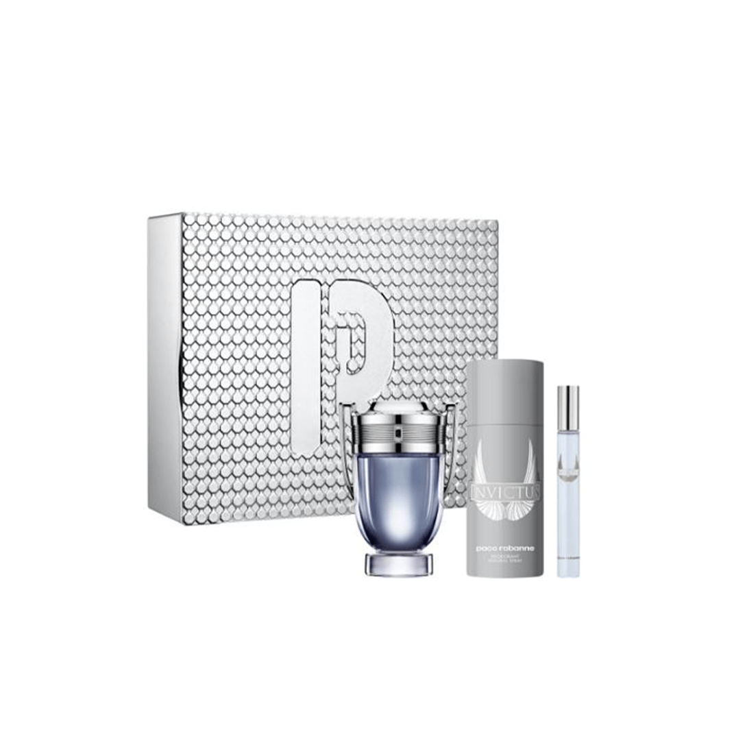 Paco Rabanne Invictus Eau de Toilette Men's Aftershave Gift Set Spray (100ml) with Deodorant & 10ml EDT