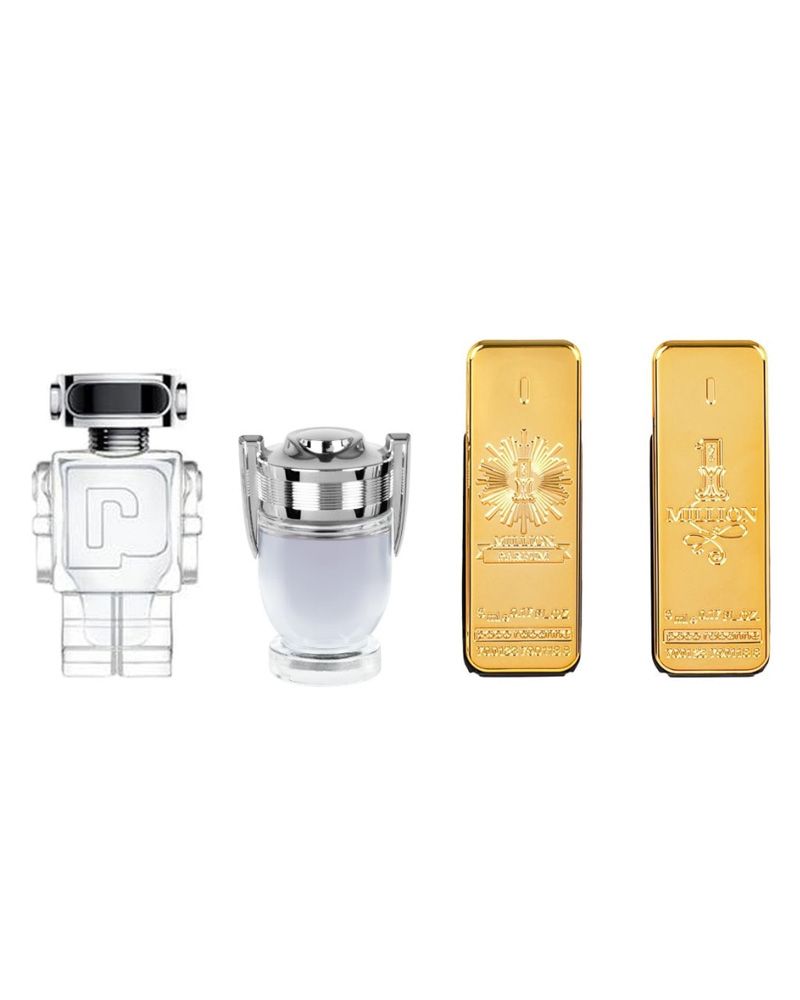 Paco Rabanne Men's Miniatures Gift Set 4 x 5ml (1 Million EDT + 1 Million Elixir Intense Parfum + Invictus EDT + Phantom EDT)