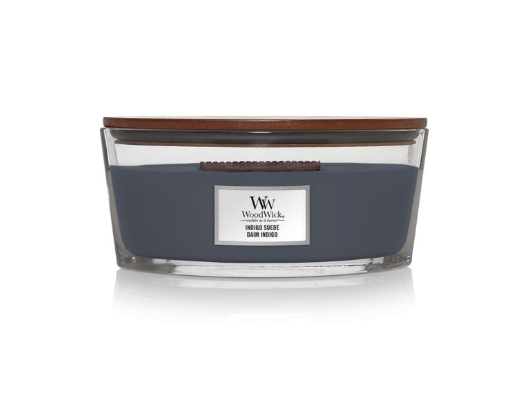 Woodwick Ellipse Indigo Suede Teardrop Candle
